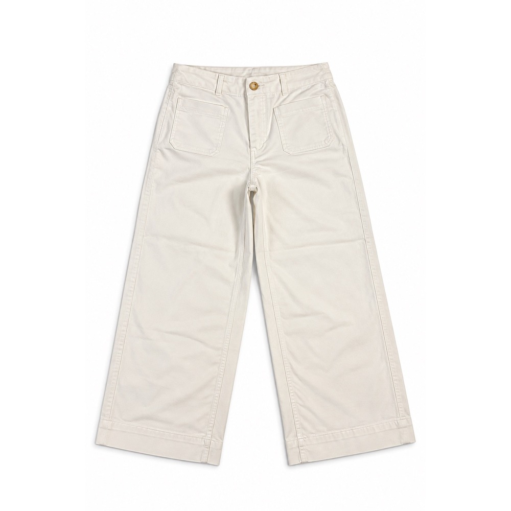 1822 Denim Cream Utility Wide Leg Cropped Pants Size 10 Off White Patch Pocket